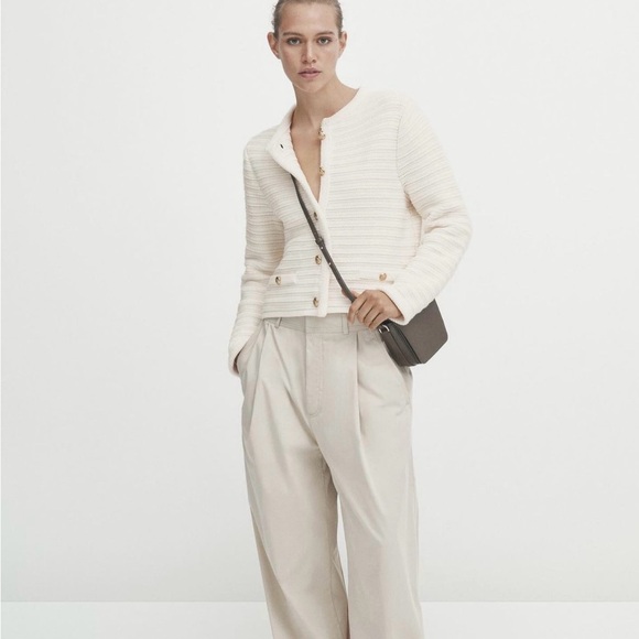 Massimo Dutti knitted cotton button up cardigan sweater - Picture 4 of 11